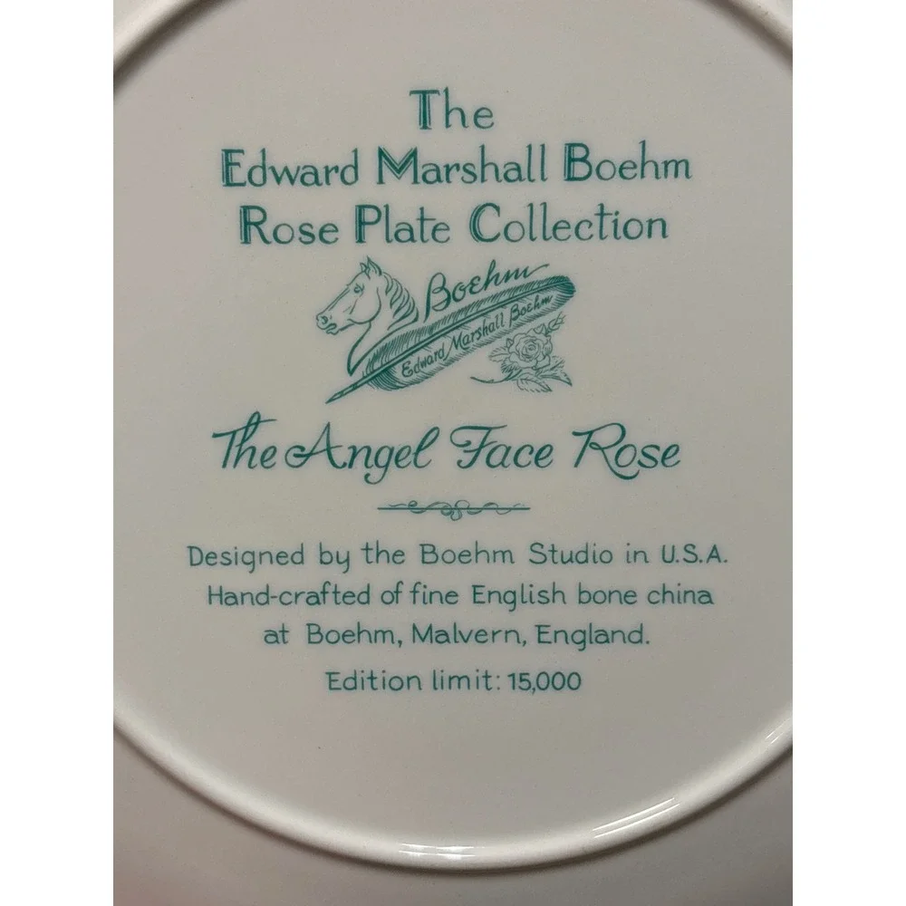 Boehm Angel Face Rose Plate Collection English Bone China Gold Filigree 10.75in
